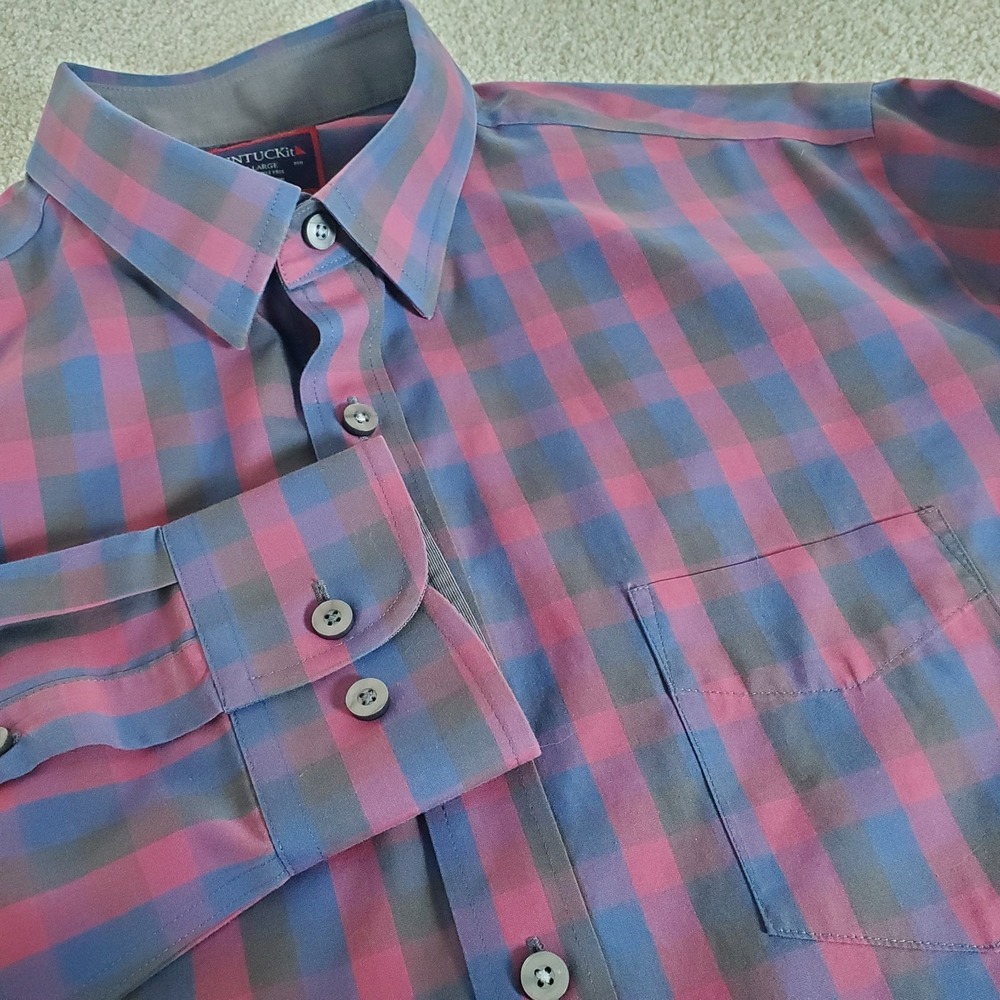 UNTUCKit Altamura WF Men's Button Up Shirt Large Long Sleeve Blue‎ Red Plaid